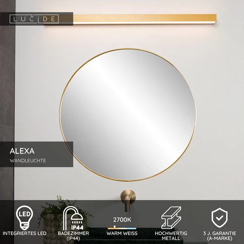 Lucide ALEXA - Wandleuchte Badezimmer - LED - 1x13W 2700K - IP44 - Mattes Gold / Messing - USP